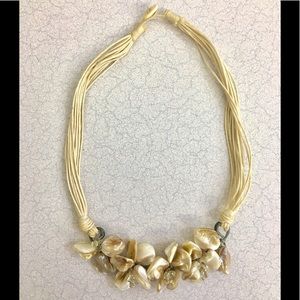Gorgeous mother of pearl and jute choker